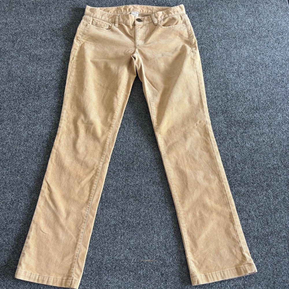 J.Crew Womens 26S City Fit Corduroy Pants Tan Camel Low Rise Straight Leg